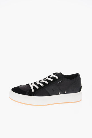 Fabric and Suede Low Top Sneakers with Contrasting Details