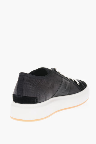 Fabric and Suede Low Top Sneakers with Contrasting Details
