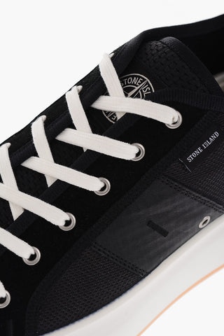 Fabric and Suede Low Top Sneakers with Contrasting Details