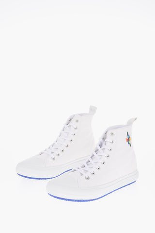 Solid Color High-Top Sneakers with Colored Sole