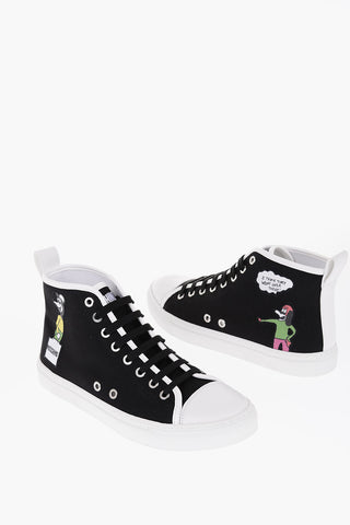 COUTURE! Canvas High Top Sneakers with Side Embroidery