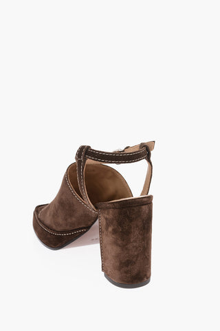 Suede BRUGES Ankle Strap Sandals with Chunky Heel 10.5cm