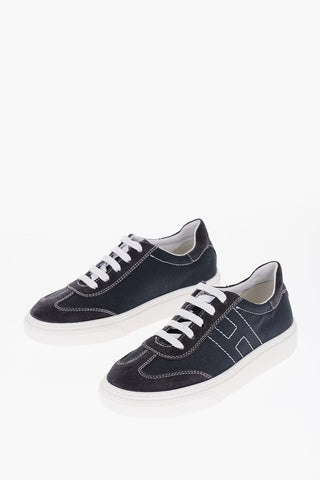 Fabric Low Top Sneakers with Suede Trims