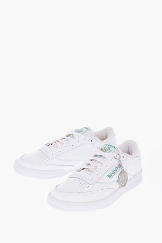 Leather Solid Color CLUB C 85 Low-Top Sneakers with Silver Effect Medallion
