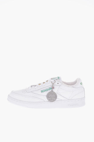 Leather Solid Color CLUB C 85 Low-Top Sneakers with Silver Effect Medallion