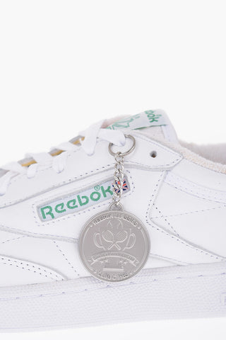 Leather Solid Color CLUB C 85 Low-Top Sneakers with Silver Effect Medallion