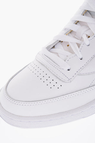 Leather Solid Color CLUB C 85 Low-Top Sneakers with Silver Effect Medallion