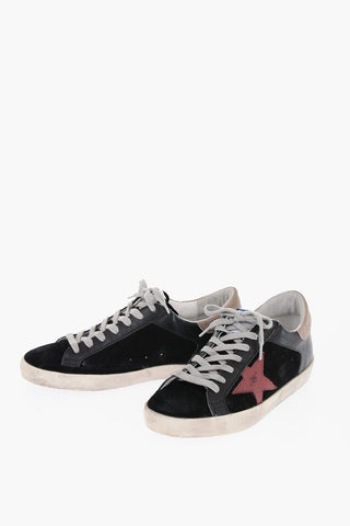 Leather and Suede SUPER STAR DOUBLE QUARTER Sneakers with Python Effect Detail