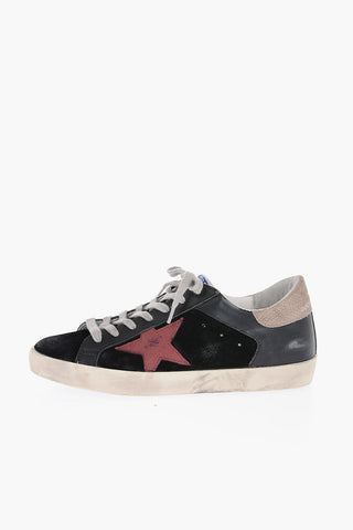 Leather and Suede SUPER STAR DOUBLE QUARTER Sneakers with Python Effect Detail