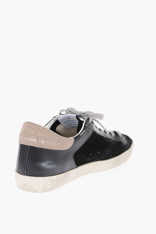 Leather and Suede SUPER STAR DOUBLE QUARTER Sneakers with Python Effect Detail
