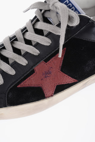 Leather and Suede SUPER STAR DOUBLE QUARTER Sneakers with Python Effect Detail