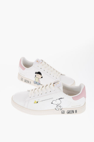 PEANUTS Printed Leather and Faux Leather Low-Top Sneakers