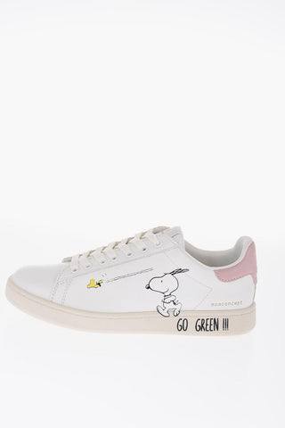 PEANUTS Printed Leather and Faux Leather Low-Top Sneakers