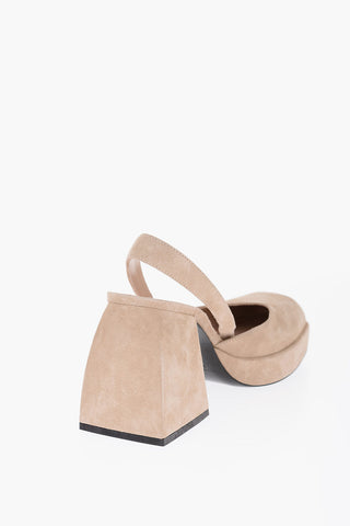 Square Toe Suede Slingback Pumps 9.5cm