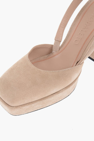 Square Toe Suede Slingback Pumps 9.5cm