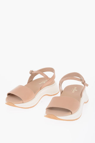 Leather Ankle Strap Sandals with Contrast Platform 5,5cm