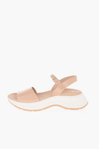 Leather Ankle Strap Sandals with Contrast Platform 5,5cm