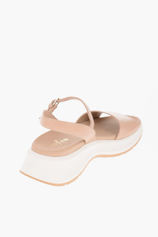 Leather Ankle Strap Sandals with Contrast Platform 5,5cm