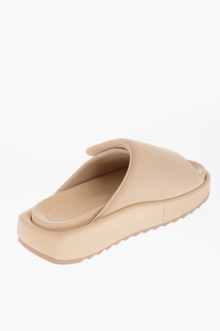 GIA COUTURE Leather and Fabric GIA1 Sandals with Touch Strap Closure 4cm