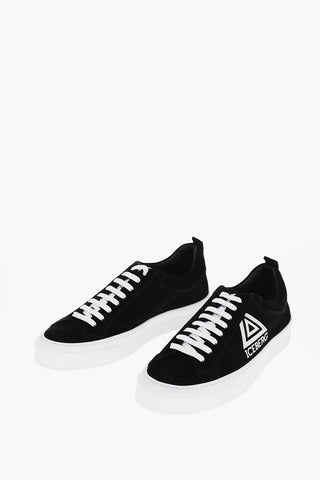 Suede ATENA Low Top Sneakers with Printed Contrasting Logo