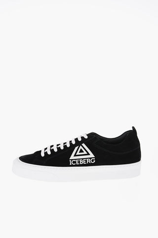 Suede ATENA Low Top Sneakers with Printed Contrasting Logo