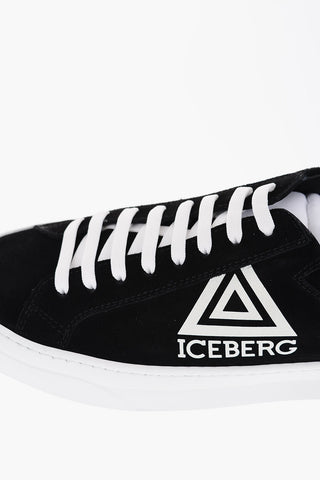 Suede ATENA Low Top Sneakers with Printed Contrasting Logo