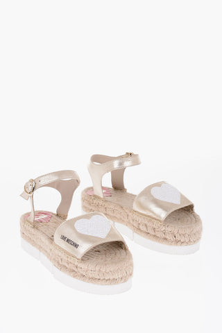 Sandali ESPAM45 Ankle Strap In Pelle Lame' con Cuore in Paillettes 5cm