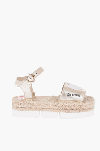 Sandali ESPAM45 Ankle Strap In Pelle Lame' con Cuore in Paillettes 5cm
