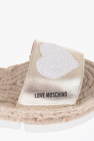 Sandali ESPAM45 Ankle Strap In Pelle Lame' con Cuore in Paillettes 5cm