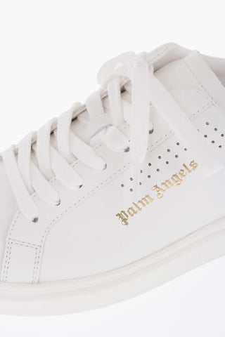 Solid Color Leather Low-Top Sneakers with Golden Logo