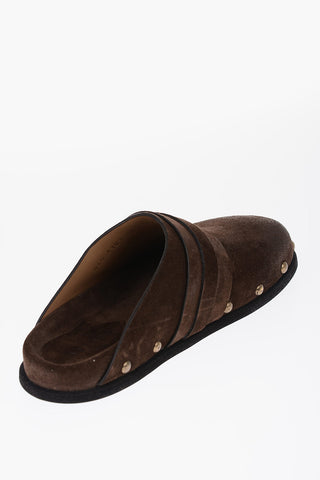 Suede Sandals with Golden Decorative Studs