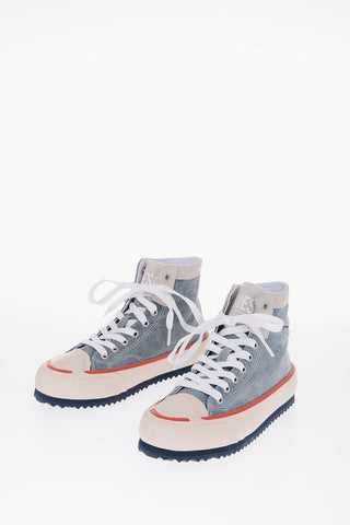 Sneakers Alte S-PRINCIPIA In Denim con Rifiniture in Suede
