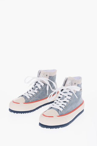 Sneakers Alte S-PRINCIPIA In Denim con Rifiniture in Suede