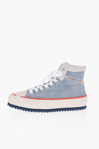 Sneakers Alte S-PRINCIPIA In Denim con Rifiniture in Suede