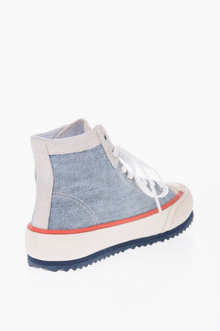 Sneakers Alte S-PRINCIPIA In Denim con Rifiniture in Suede