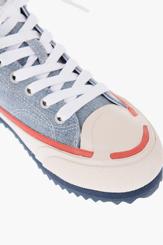Sneakers Alte S-PRINCIPIA In Denim con Rifiniture in Suede