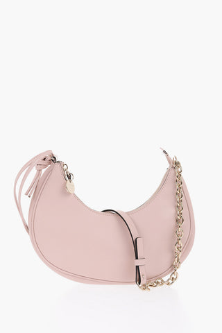 RED Leather Hobo Bag with Chain Detail