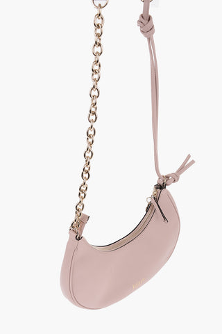 RED Leather Hobo Bag with Chain Detail