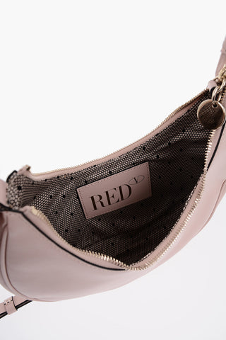 RED Leather Hobo Bag with Chain Detail