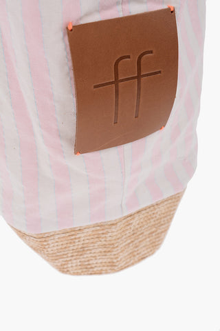 Borsa a Spalla a Righe Awning con Fondo in Rafia