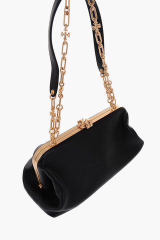 Leather CLEO Shoulder Bag with Golden Details