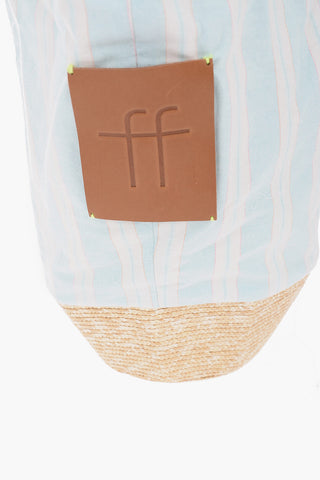 Awning Striped Shoulder Bag with Raffia Hem