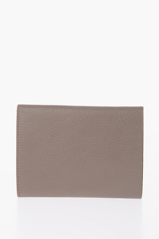 Textured Leather Wallet with Golden Buttons