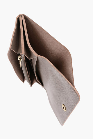 Textured Leather Wallet with Golden Buttons