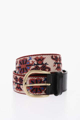 All-Over Embroidered ZAFH Belt with Golden Buckle 40mm