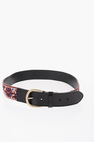 All-Over Embroidered ZAFH Belt with Golden Buckle 40mm