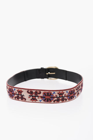 All-Over Embroidered ZAFH Belt with Golden Buckle 40mm