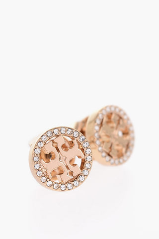 Double T Shaped PAVE Stud Earrings with Rhinestone Decorations