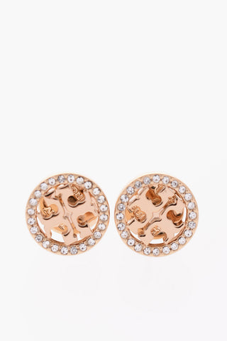 Double T Shaped PAVE Stud Earrings with Rhinestone Decorations