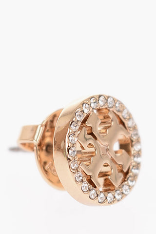 Double T Shaped PAVE Stud Earrings with Rhinestone Decorations